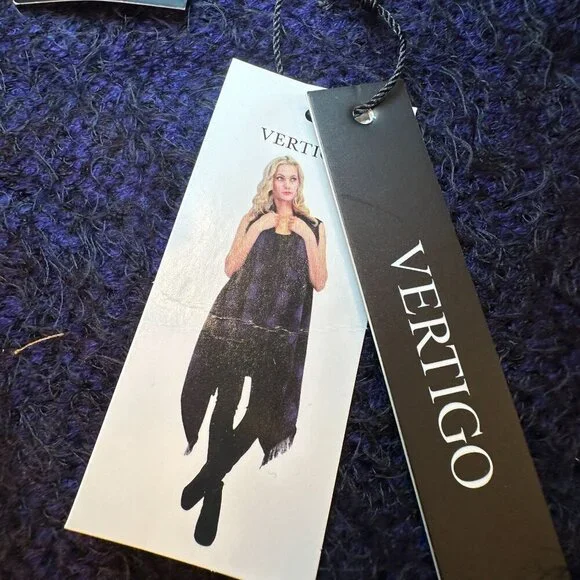 Vertigo Plaid Fuzzy Cardigan Womens Open Front Tweed Wrap Cape Boho Fringe Trim - Picture 14 of 16